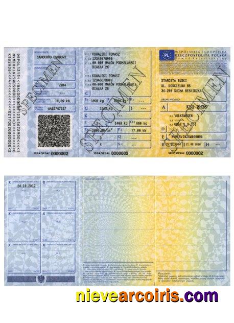 Poland vehicle registration certificate